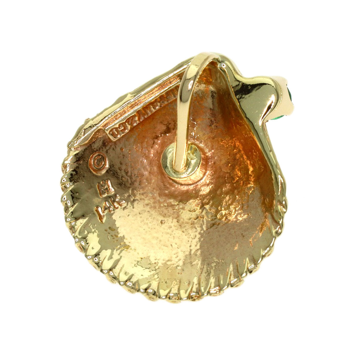 TIFFANY&Co. Shell 1P Emerald Pendant top K14 Yellow Gold Ladies [Used]