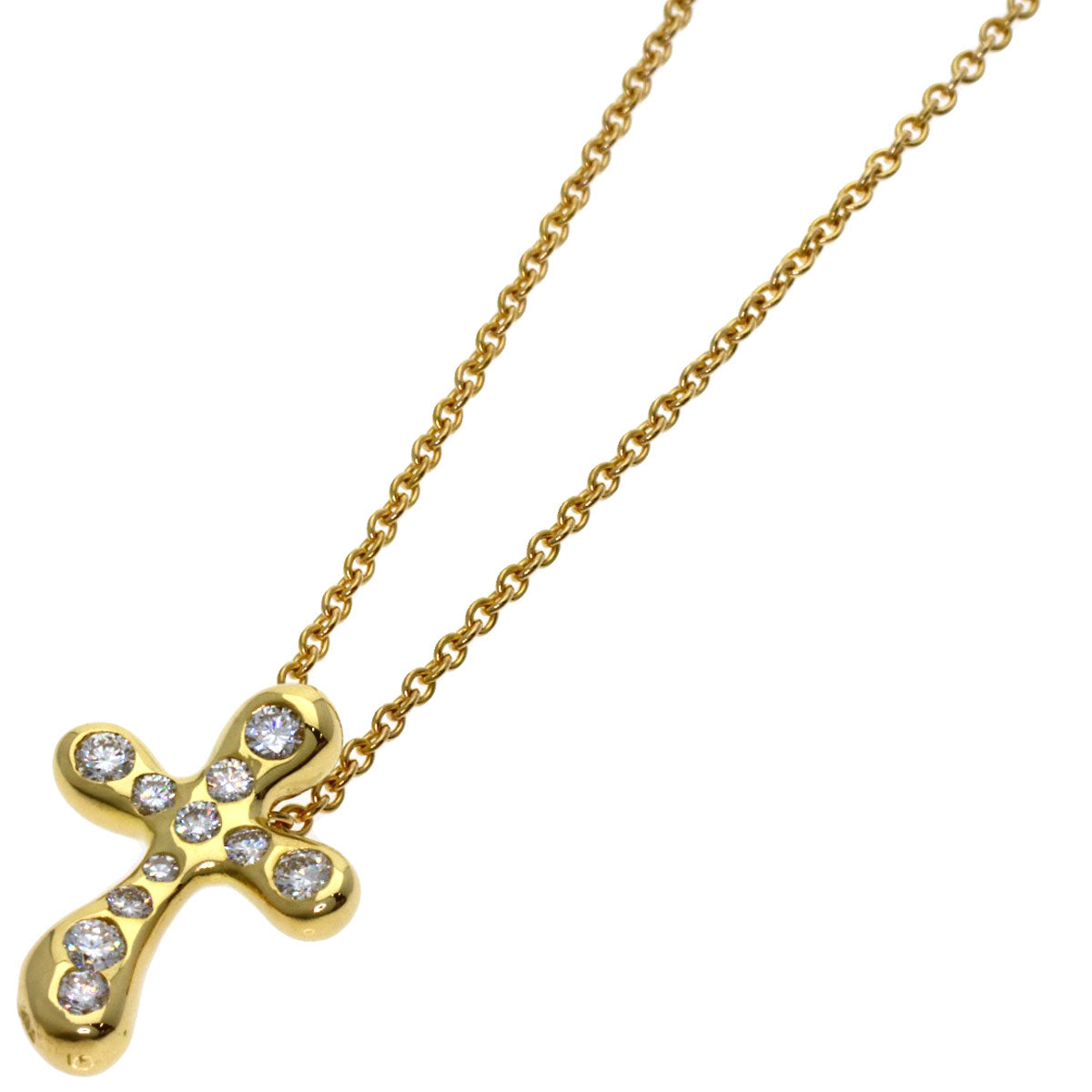 TIFFANY&Co. Small cross diamond Necklace K18 Yellow Gold Ladies [Used]