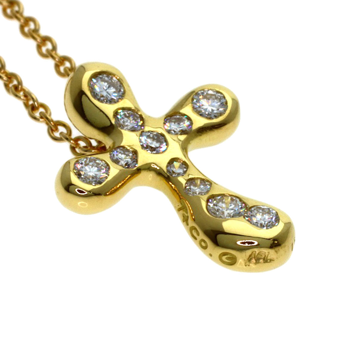TIFFANY&Co. Small cross diamond Necklace K18 Yellow Gold Ladies [Used]