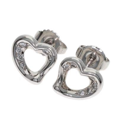TIFFANY&Co. Open Heart Diamond earring Platinum PT950 Ladies [Used]