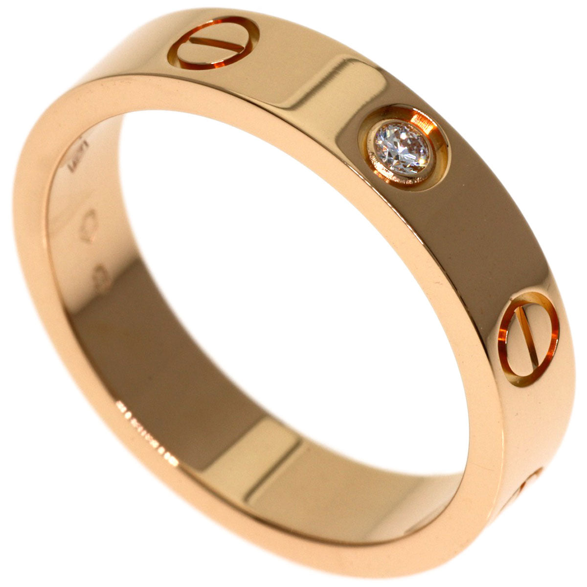 CARTIER mini love ring 1P Diamond #50 Ring K18 Pink Gold Ladies [Used]