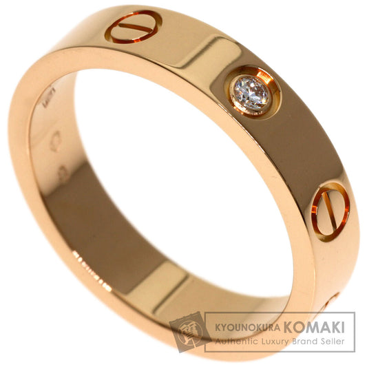 CARTIER mini love ring 1P Diamond #50 Ring K18 Pink Gold Ladies [Used]