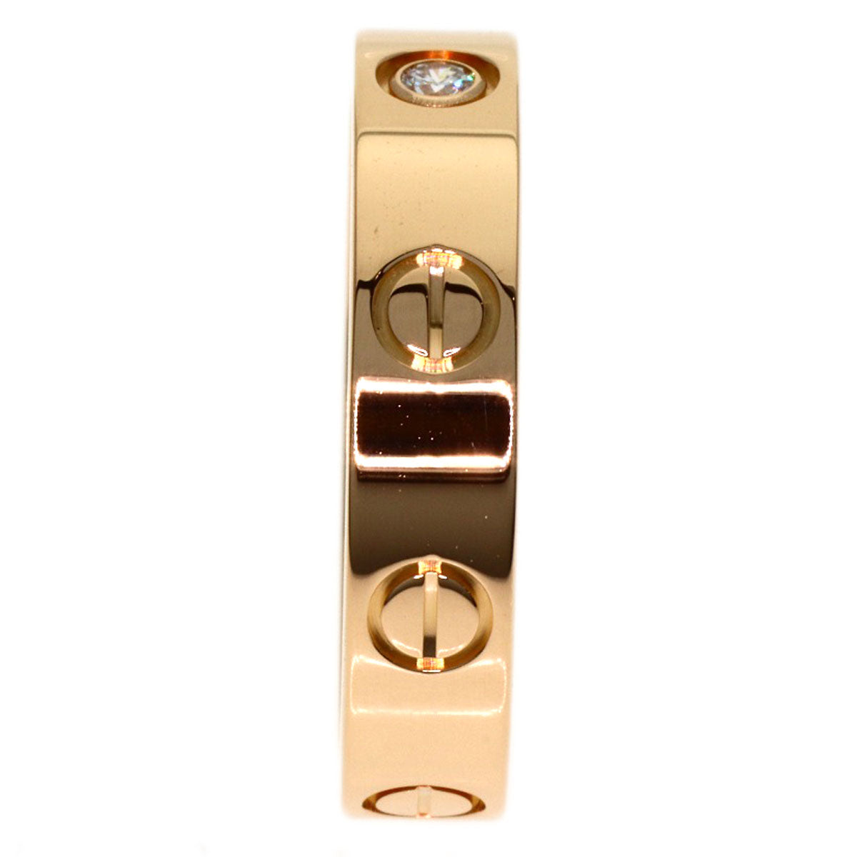 CARTIER mini love ring 1P Diamond #50 Ring K18 Pink Gold Ladies [Used]