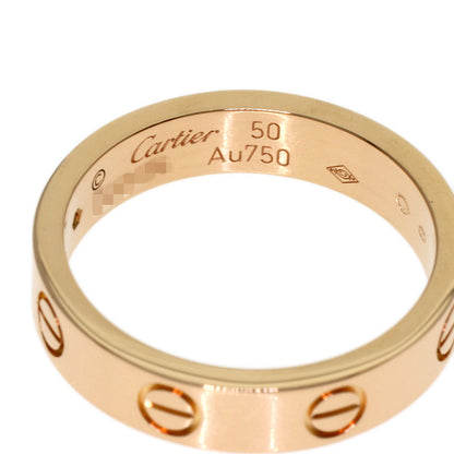 CARTIER mini love ring 1P Diamond #50 Ring K18 Pink Gold Ladies [Used]