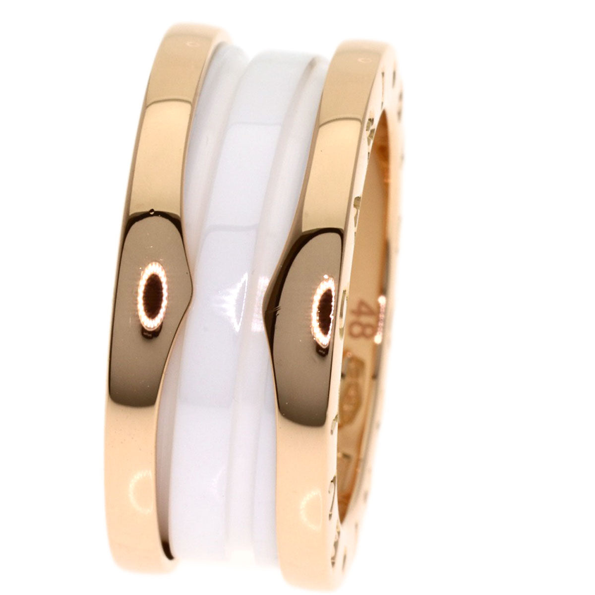 BVLGARI B.zero1 3-band Ceramic #48 Ring K18 Pink Gold Ladies [Used]