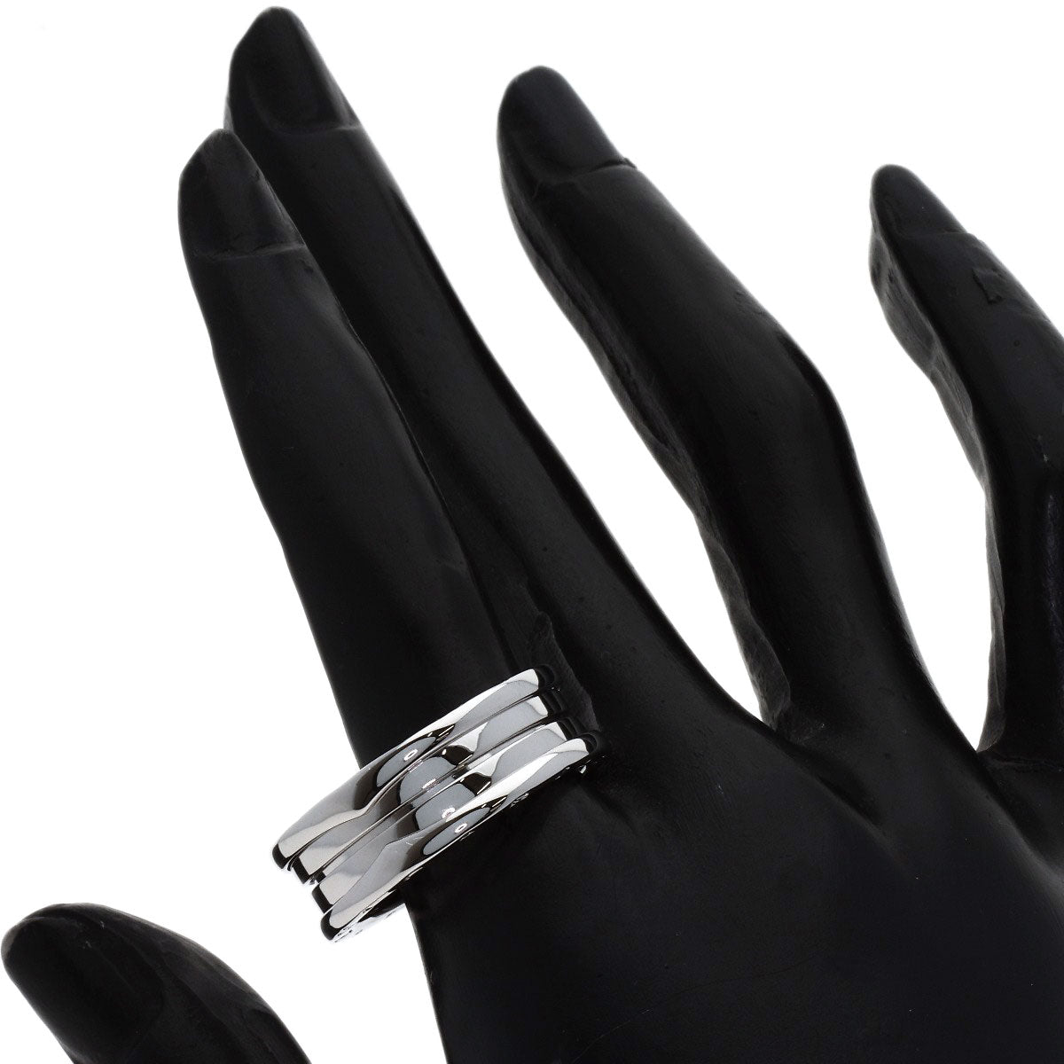 BVLGARI B.zero1 3 Bands #65 Ring K18 White Gold Ladies [Used]