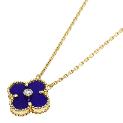 Van Cleef & Arpels Vintage Alhambra Lapis Lazuli & Azure stone 1P Diamond Necklace K18 Yellow Gold Ladies [Used]