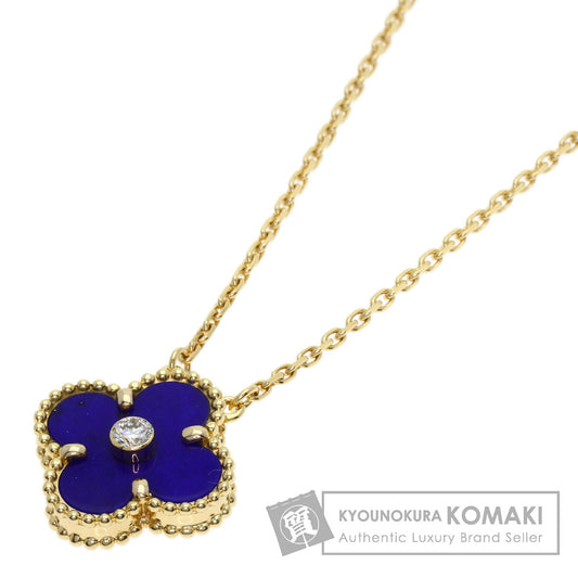 Van Cleef & Arpels Vintage Alhambra Lapis Lazuli & Azure stone 1P Diamond Necklace K18 Yellow Gold Ladies [Used]