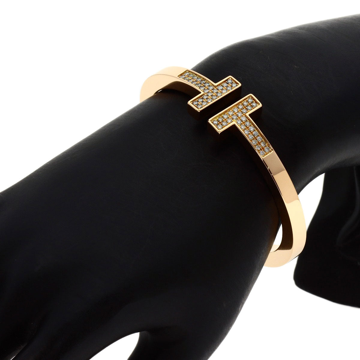 TIFFANY&Co. T Square Diamond Bracelet K18 Pink Gold Ladies [Used]
