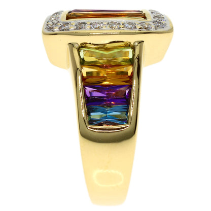 Ponte Vecchio Diamond multi-colored stone Ring K18 Yellow Gold Ladies [Used]