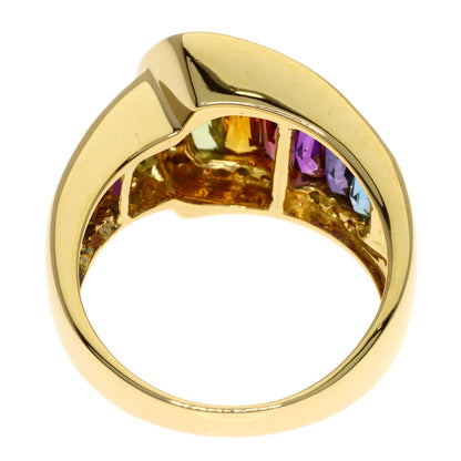 Ponte Vecchio Diamond multi-colored stone Ring K18 Yellow Gold Ladies [Used]