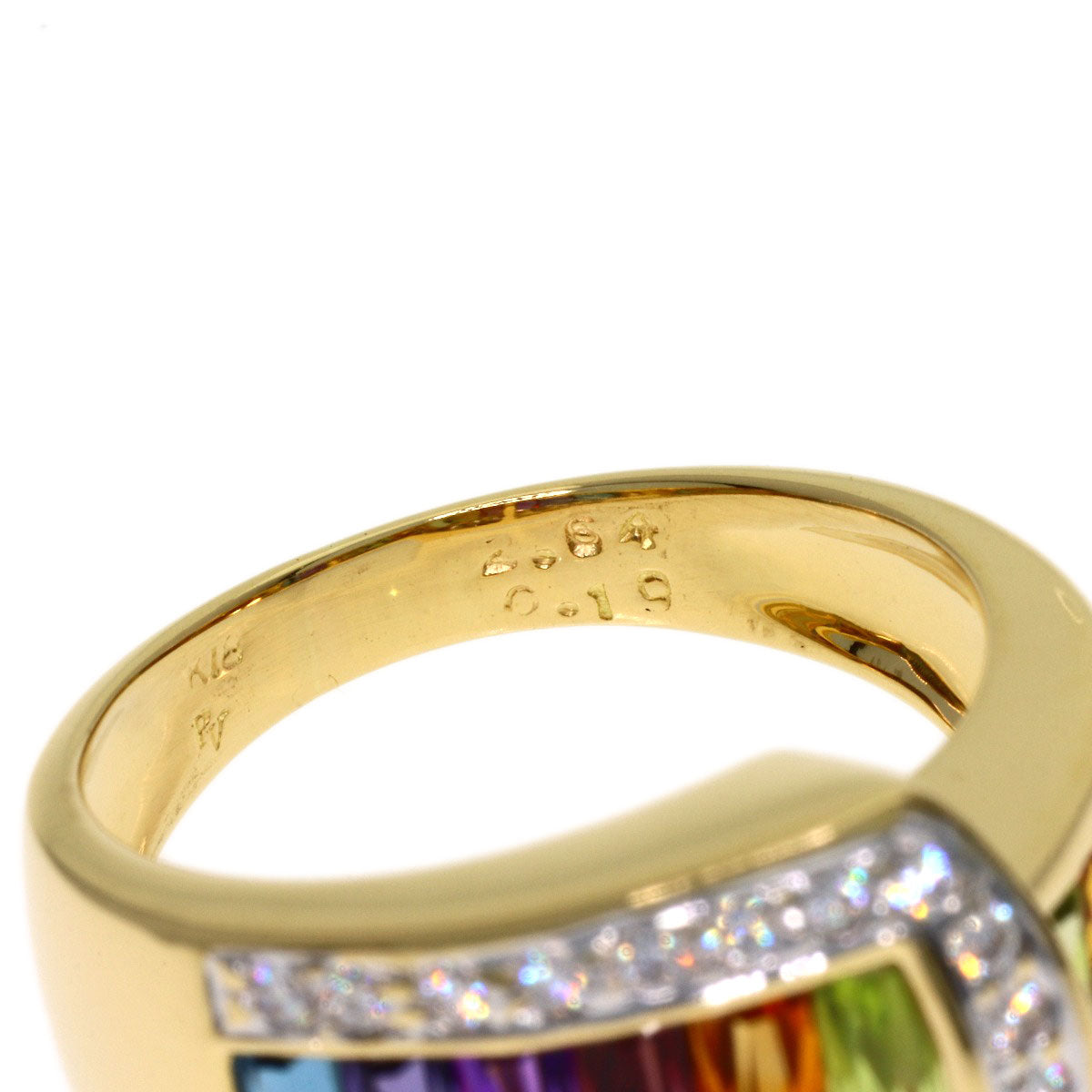 Ponte Vecchio Diamond multi-colored stone Ring K18 Yellow Gold Ladies [Used]