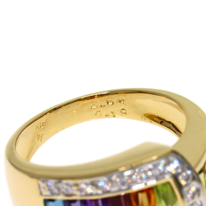 Ponte Vecchio Diamond multi-colored stone Ring K18 Yellow Gold Ladies [Used]