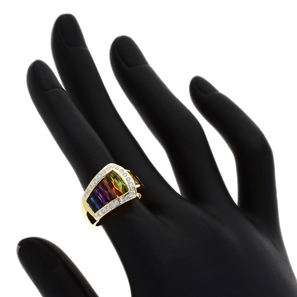 Ponte Vecchio Diamond multi-colored stone Ring K18 Yellow Gold Ladies [Used]