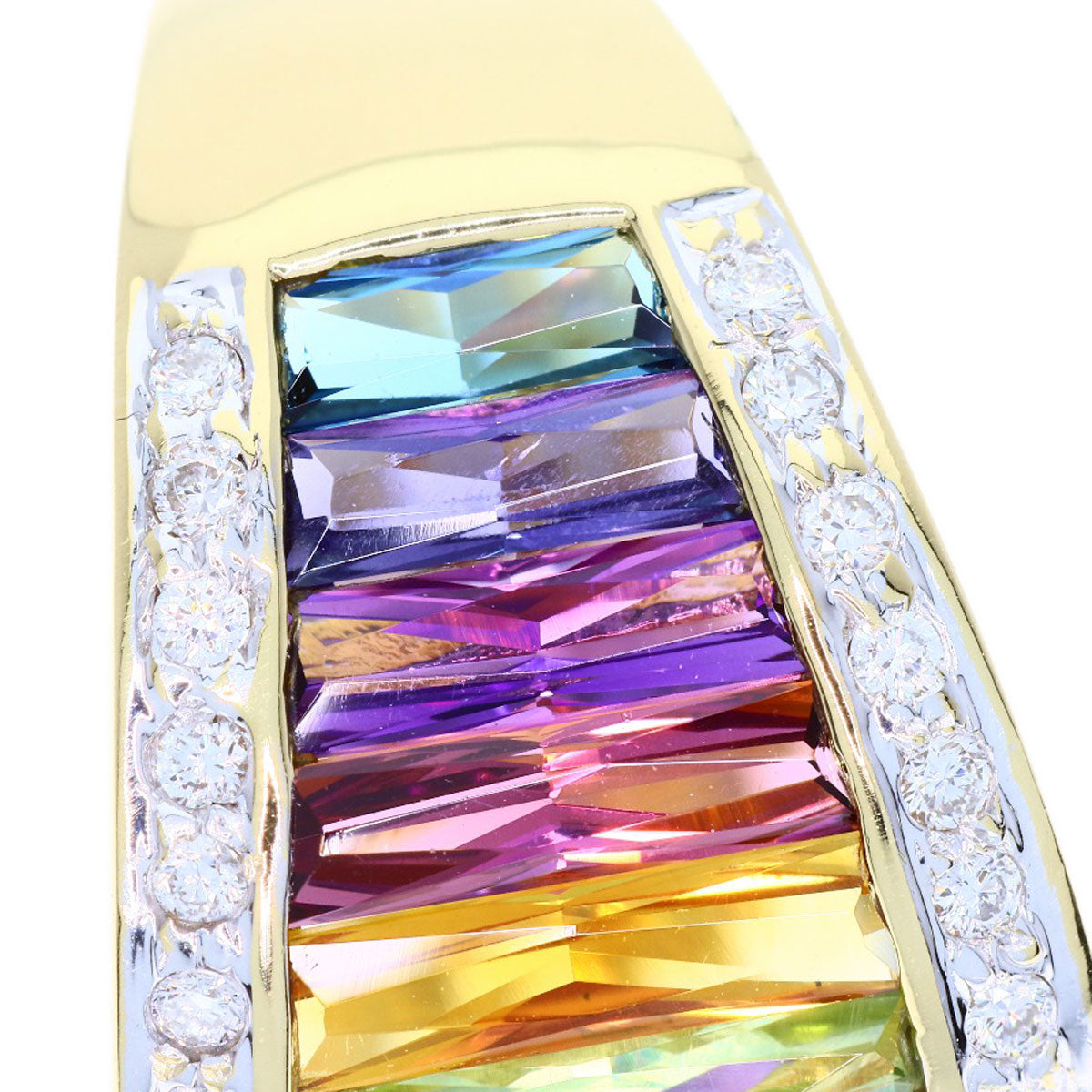 Ponte Vecchio Diamond multi-colored stone Ring K18 Yellow Gold Ladies [Used]