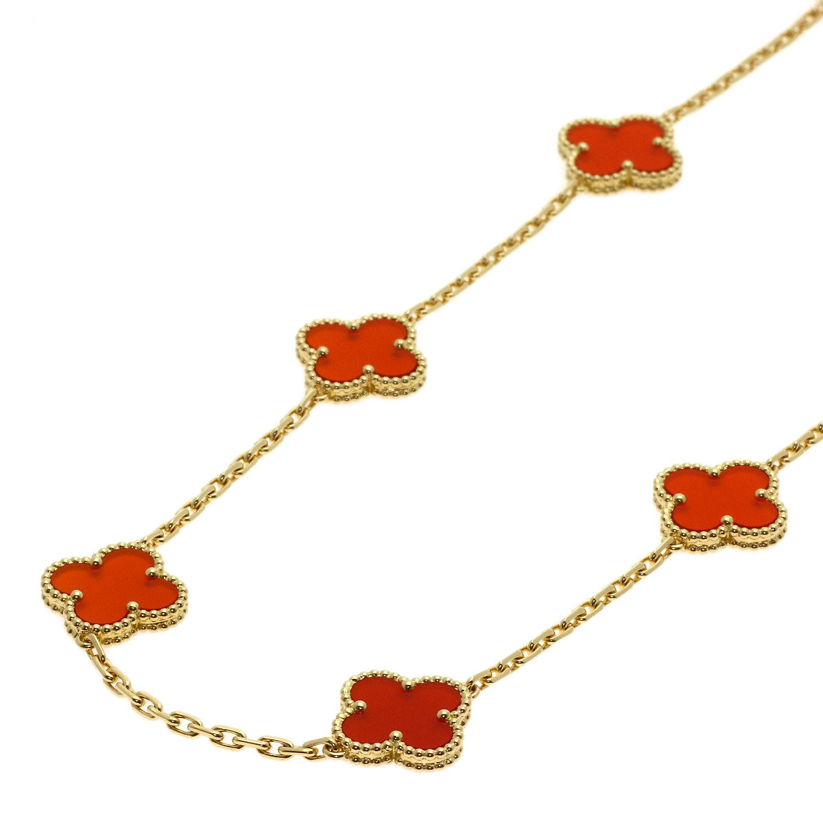 Van Cleef & Arpels Vintage Alhambra Carnelian Necklace K18 Yellow Gold Ladies [Used]