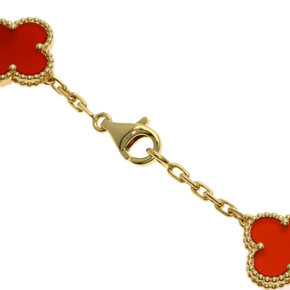 Van Cleef & Arpels Vintage Alhambra Carnelian Necklace K18 Yellow Gold Ladies [Used]