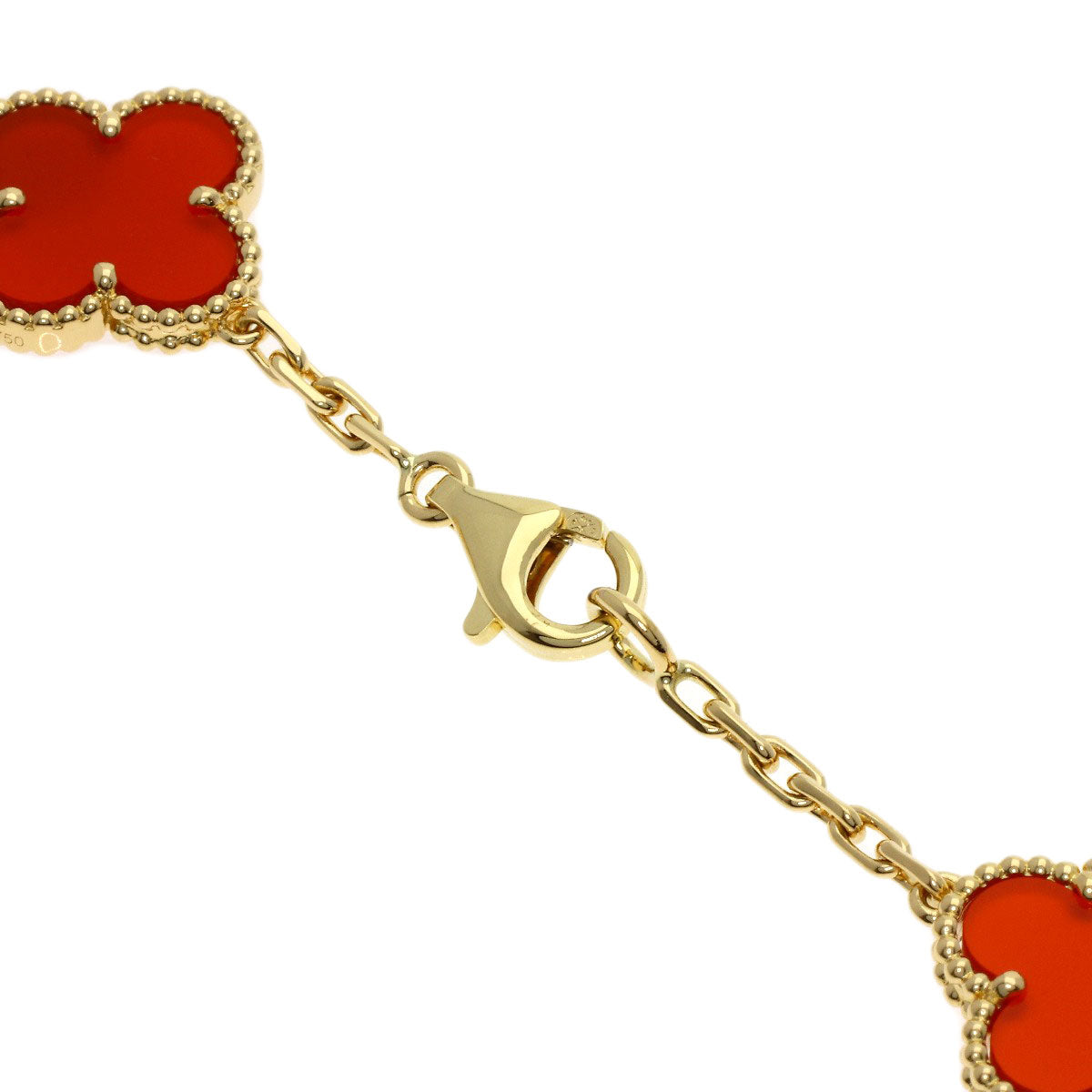 Van Cleef & Arpels Vintage Alhambra Carnelian Necklace K18 Yellow Gold Ladies [Used]