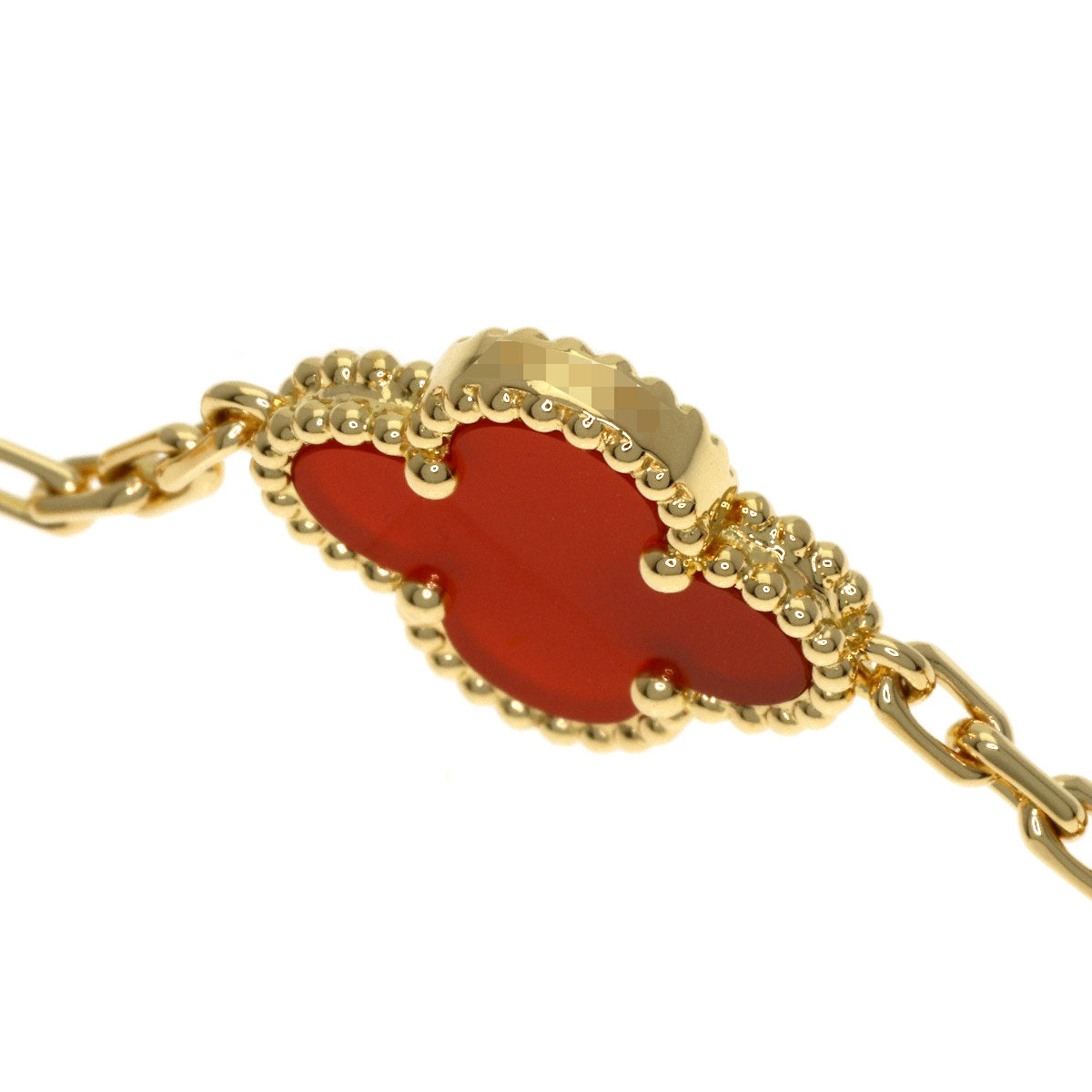 Van Cleef & Arpels Vintage Alhambra Carnelian Necklace K18 Yellow Gold Ladies [Used]