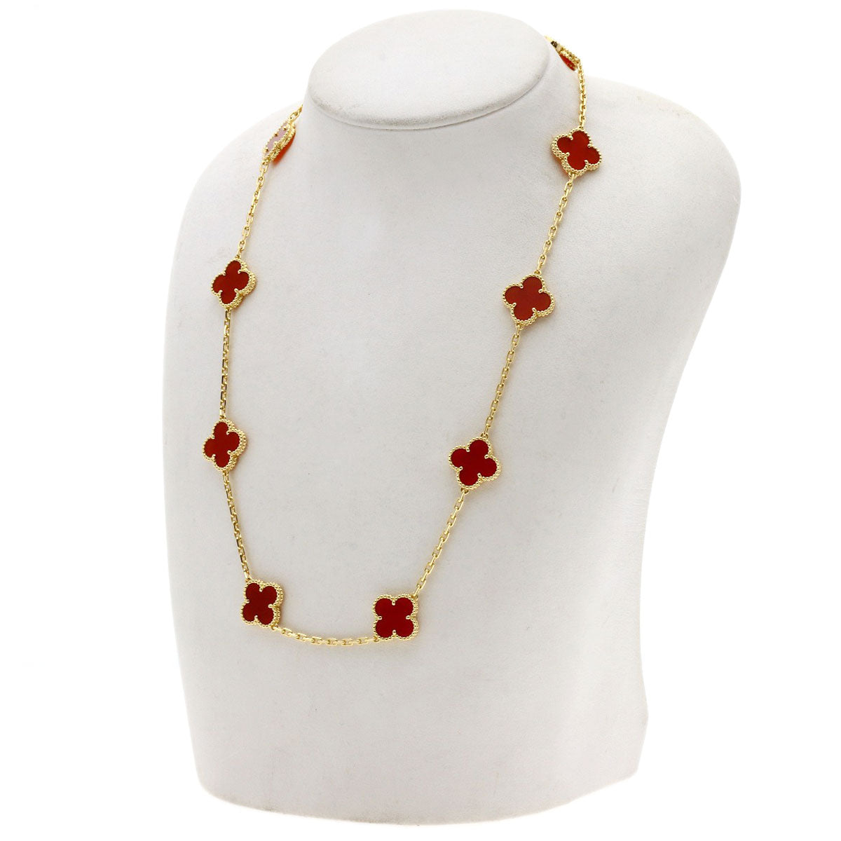 Van Cleef & Arpels Vintage Alhambra Carnelian Necklace K18 Yellow Gold Ladies [Used]
