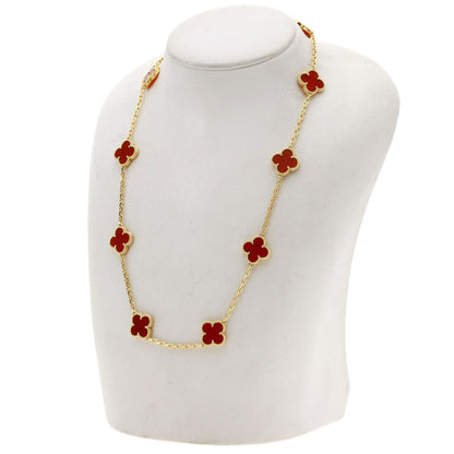 Van Cleef & Arpels Vintage Alhambra Carnelian Necklace K18 Yellow Gold Ladies [Used]