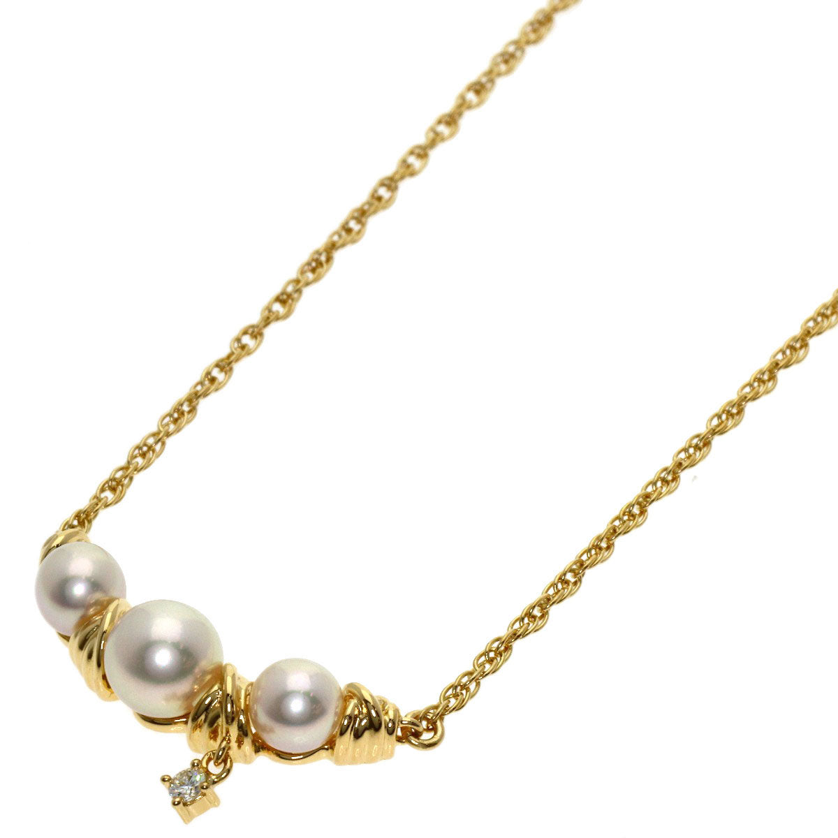 TASAKI Pearl Pearl 1P Diamond Necklace K18 Yellow Gold Ladies [Used]