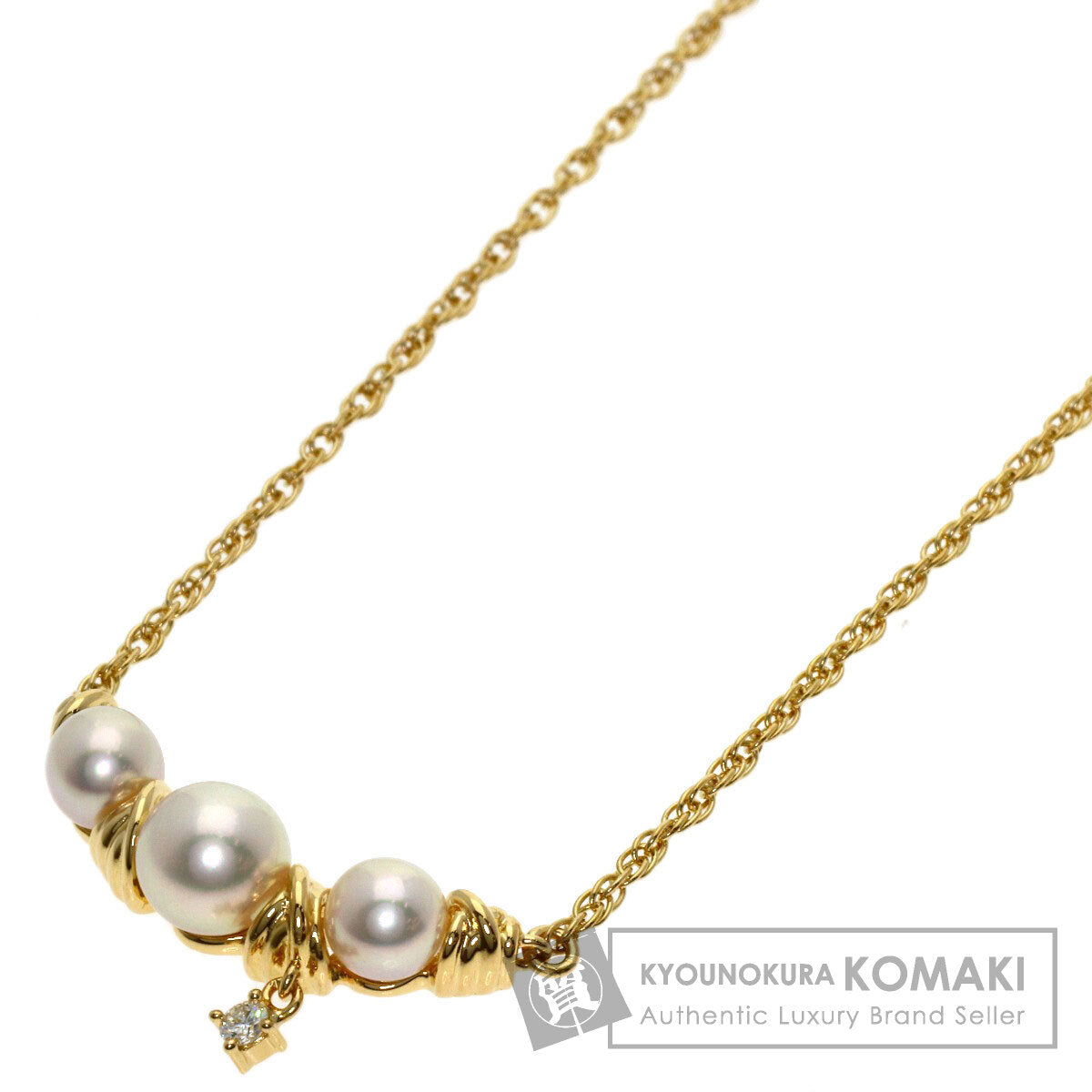 TASAKI Pearl Pearl 1P Diamond Necklace K18 Yellow Gold Ladies [Used]