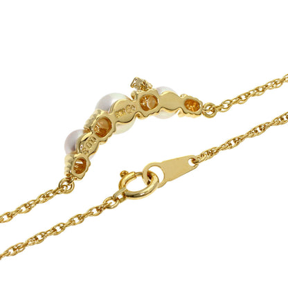 TASAKI Pearl Pearl 1P Diamond Necklace K18 Yellow Gold Ladies [Used]