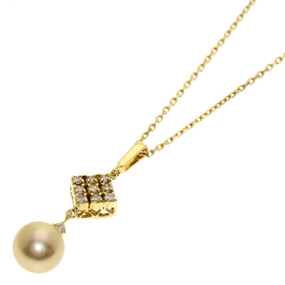 MIKIMOTO Pearl Pearl Diamond Necklace K18 Yellow Gold Ladies [Used]
