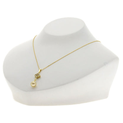 MIKIMOTO Pearl Pearl Diamond Necklace K18 Yellow Gold Ladies [Used]