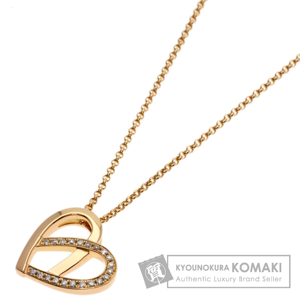 CELINE Heart motif Diamond Necklace K18 Pink Gold Ladies [Used]
