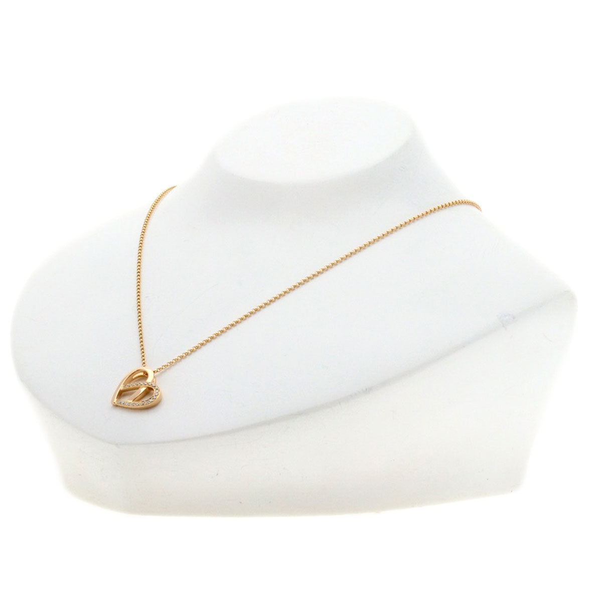 CELINE Heart motif Diamond Necklace K18 Pink Gold Ladies [Used]