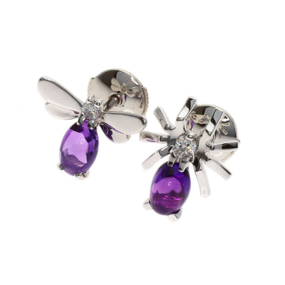 Chaumet Attrapmore Spider/Dragonfly Diamond Amethyst earring K18 White Gold Ladies [Used]
