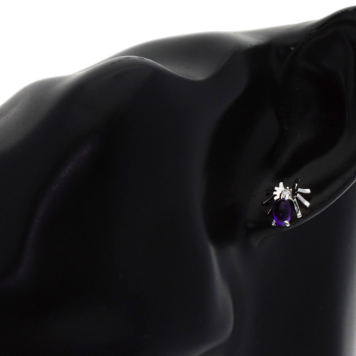 Chaumet Attrapmore Spider/Dragonfly Diamond Amethyst earring K18 White Gold Ladies [Used]