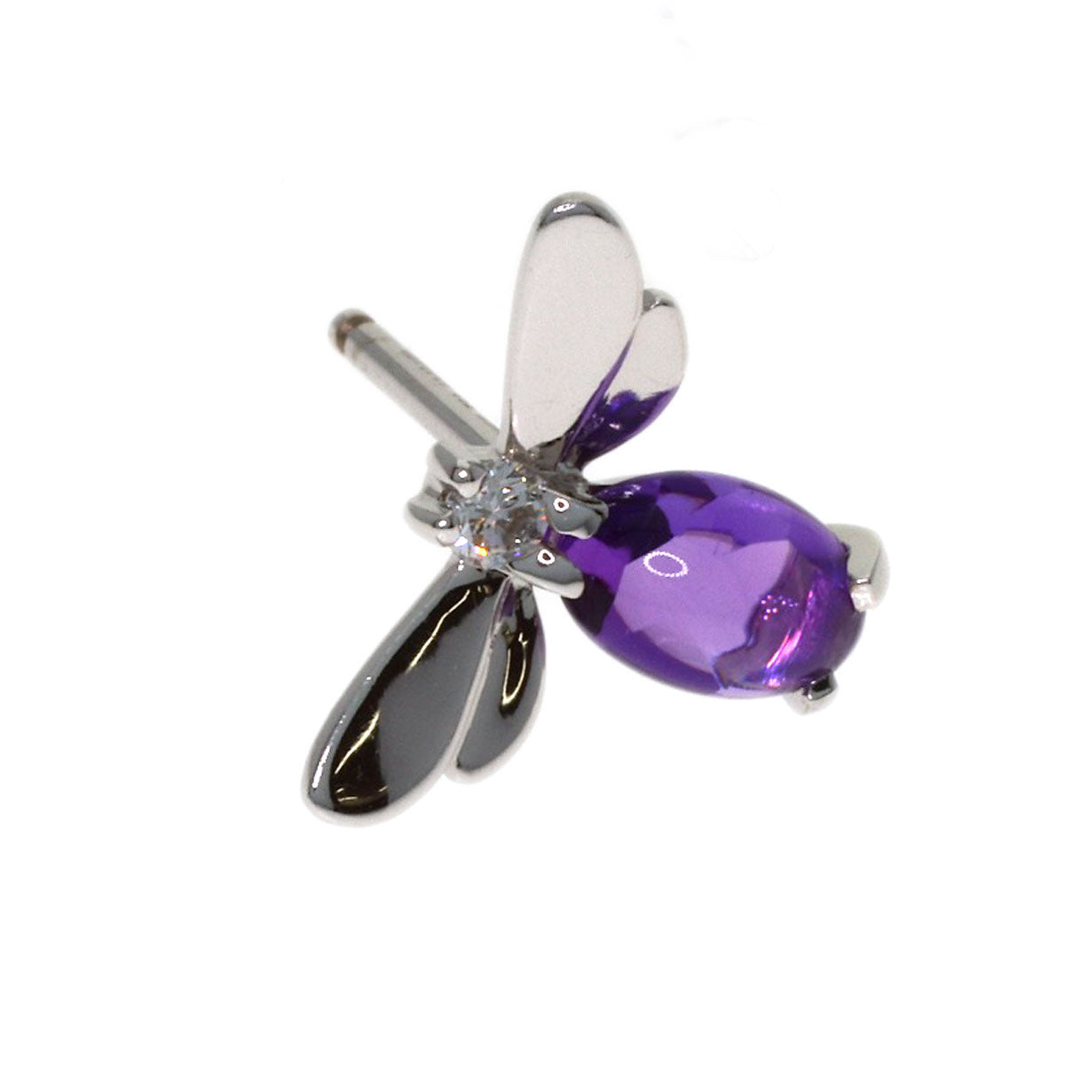 Chaumet Attrapmore Spider/Dragonfly Diamond Amethyst earring K18 White Gold Ladies [Used]
