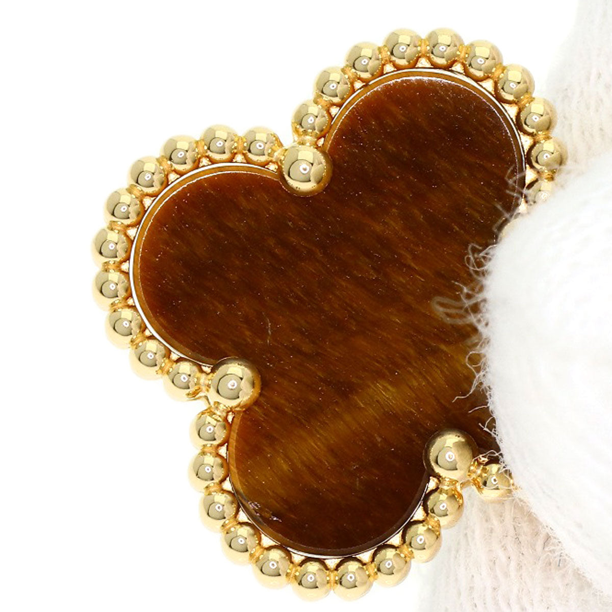 Van Cleef & Arpels Vintage Alhambra Tiger Eye Necklace K18 Yellow Gold Ladies [Used]