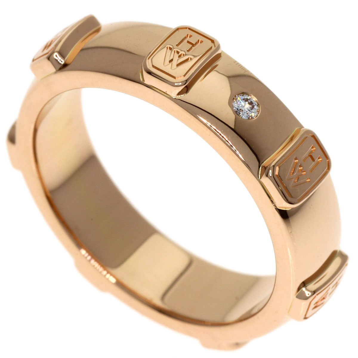 HARRY WINSTON HW Logo Diamond Ring K18 Pink Gold Ladies [Used]
