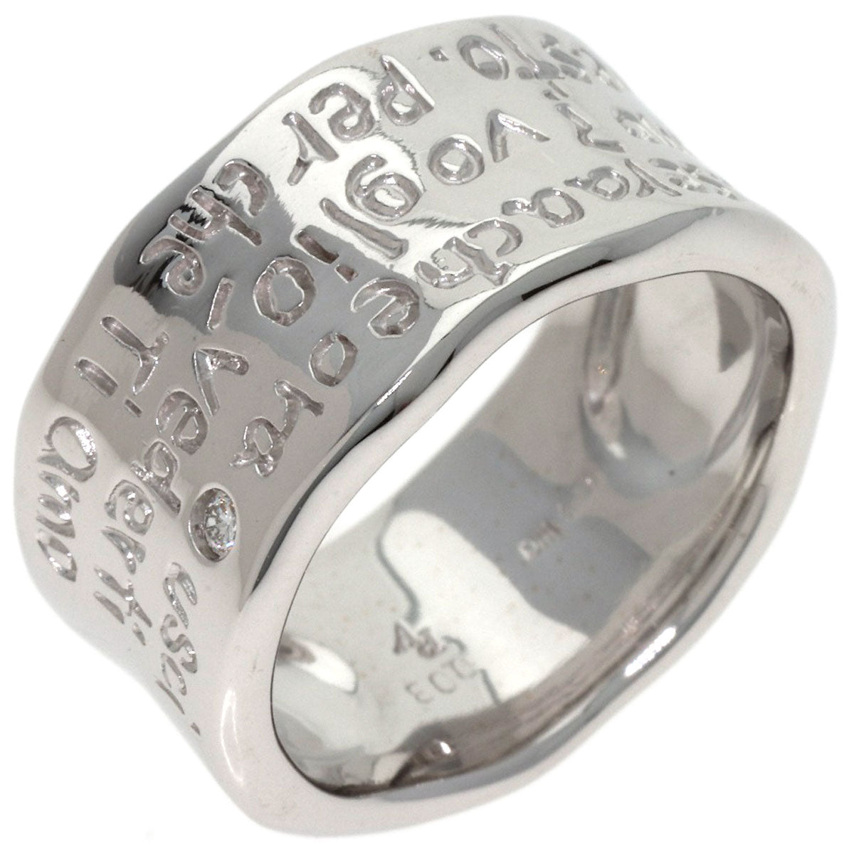 Ponte Vecchio Logo 1P Diamond Ring K18 White Gold Ladies [Used]