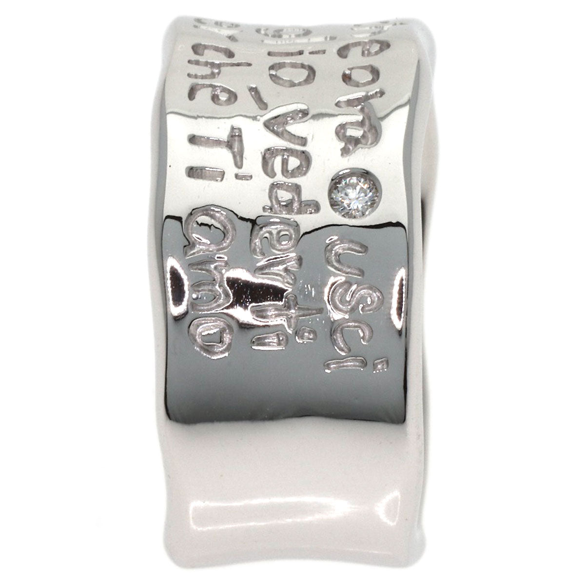 Ponte Vecchio Logo 1P Diamond Ring K18 White Gold Ladies [Used]
