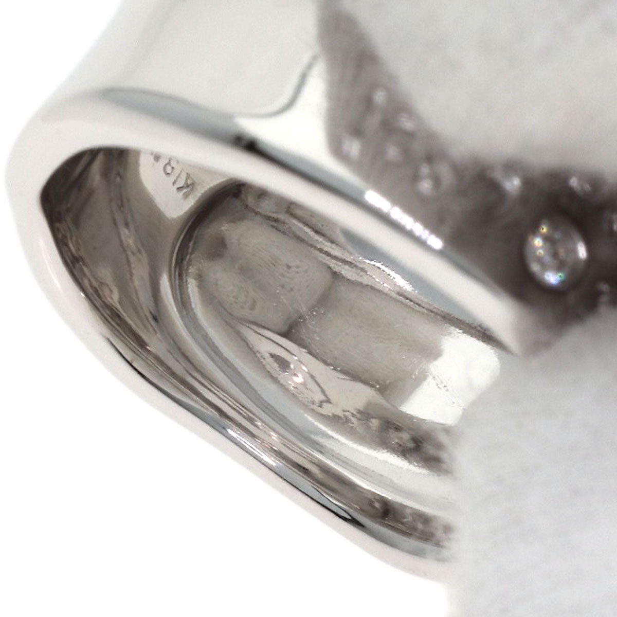 Ponte Vecchio Logo 1P Diamond Ring K18 White Gold Ladies [Used]
