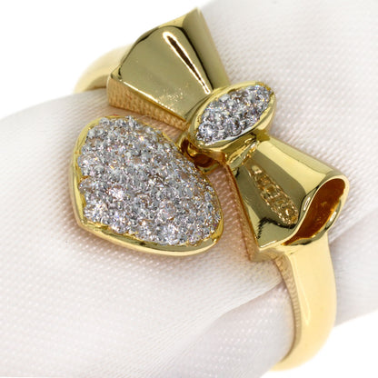 Ponte Vecchio ribbon heart diamond Ring K18 Yellow Gold Ladies [Used]