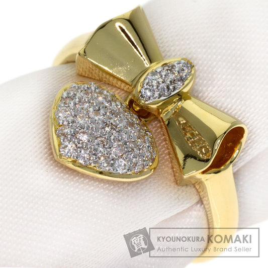 Ponte Vecchio ribbon heart diamond Ring K18 Yellow Gold Ladies [Used]