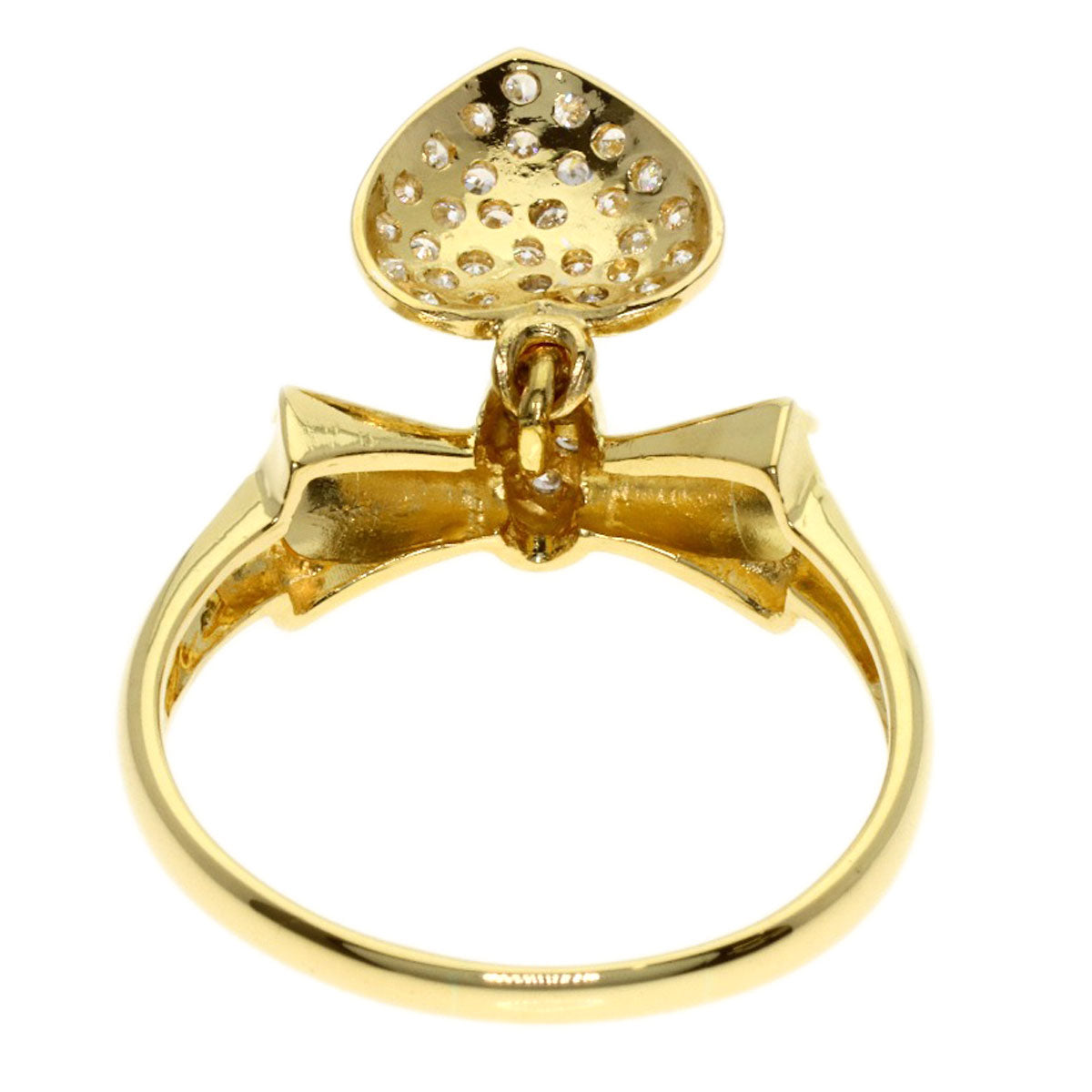 Ponte Vecchio ribbon heart diamond Ring K18 Yellow Gold Ladies [Used]