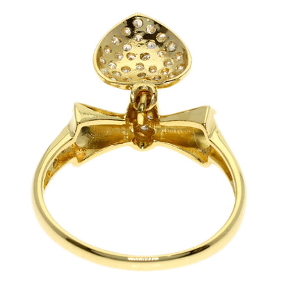 Ponte Vecchio ribbon heart diamond Ring K18 Yellow Gold Ladies [Used]