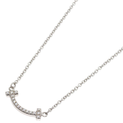 TIFFANY&Co. T Smile Mini Diamond Necklace K18 White Gold Ladies [Used]