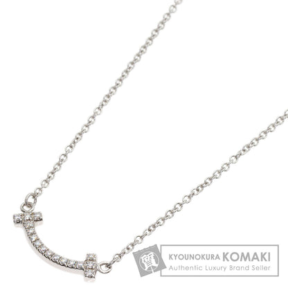 TIFFANY&Co. T Smile Mini Diamond Necklace K18 White Gold Ladies [Used]