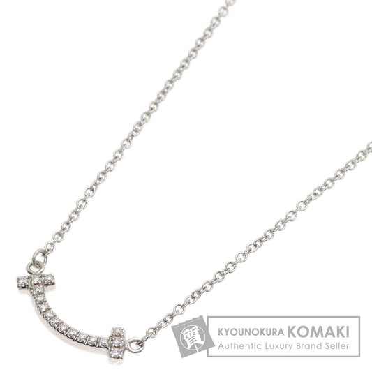 TIFFANY&Co. T Smile Mini Diamond Necklace K18 White Gold Ladies [Used]