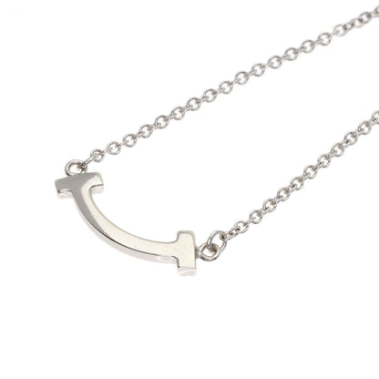 TIFFANY&Co. T Smile Mini Diamond Necklace K18 White Gold Ladies [Used]