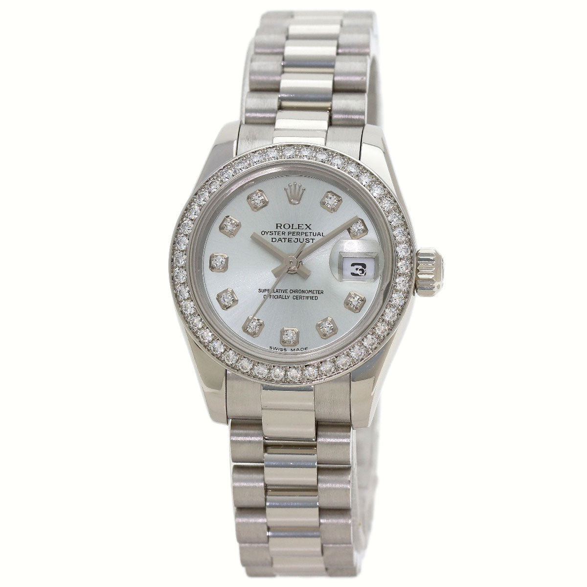 ROLEX Datejust 10P Diamond Ice Blue Watches 179136G Platinum/PT Ladies