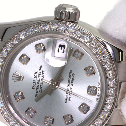 ROLEX Datejust 10P Diamond Ice Blue Watches 179136G Platinum/PT Ladies